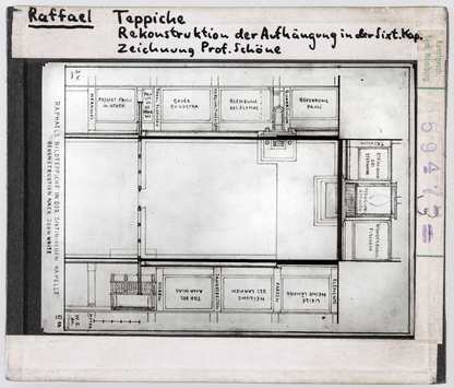 Vorschaubild Raffael:  Teppiche, Anordnung in der Sixtinischen Kapelle, Rekonstruktion nach Wolfgang Schöne 1957 